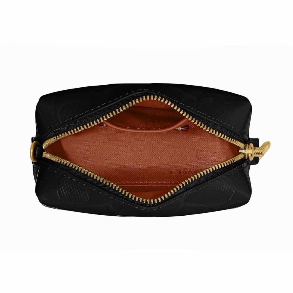 Coach Boxed Essential Mini Cosmetic Pouch Wristlet Black Signature Leather NWT - Picture 3 of 8